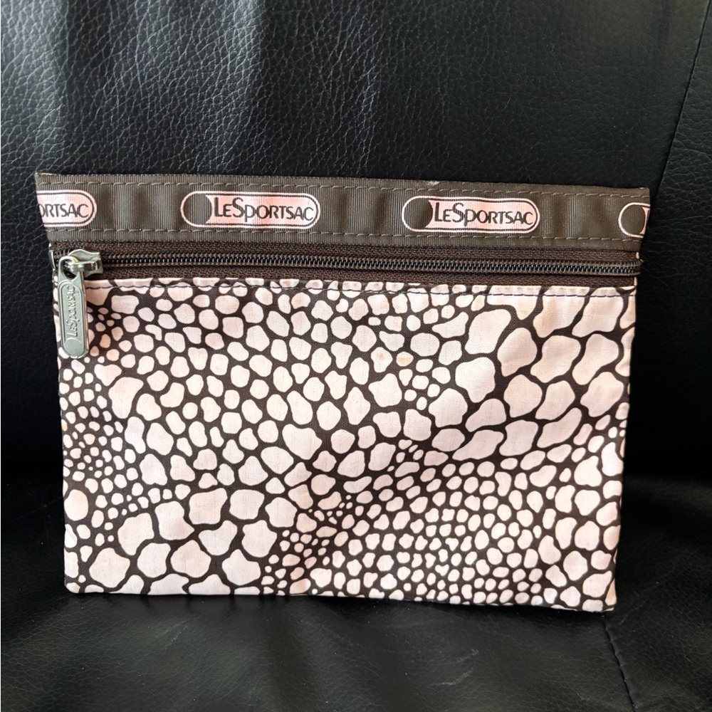 LeSportsac Pink and Brown Patterned Pouch